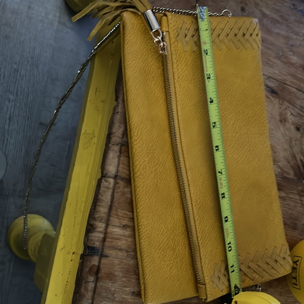 Moda Luxe Envelope Clutch in yellow ochre. Moving sale! - Picture 7 of 8